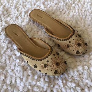 Fioni Embroidered Beaded Slip on Mule Shoes Size 9